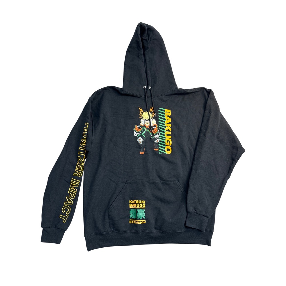 My Hero Academia Bakugo Howitzer Impact Graphic Hoodie Black XL Anime Sweatshirt